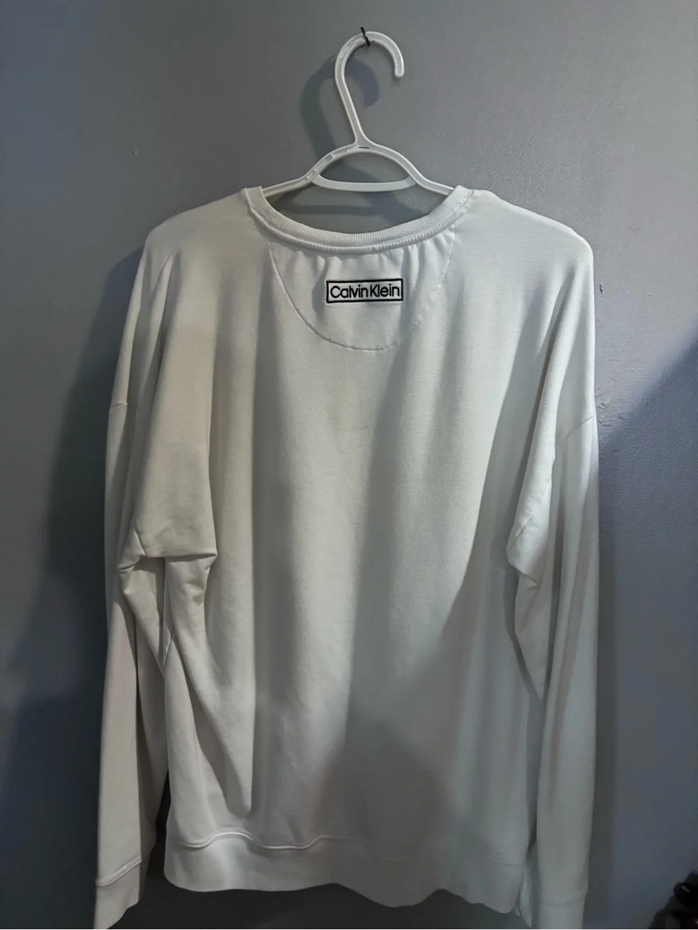 Calvin Klein White sweater Top with Black Logo Trim